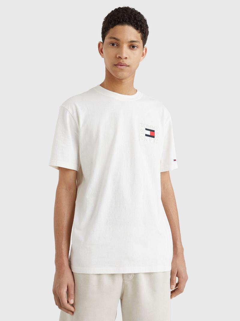 Férfi Tommy Hilfiger Box logo Póló Fehér | HU 793MQZ